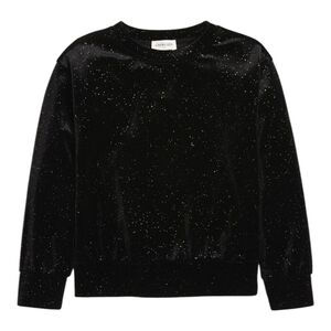 Crewcuts sweatshirt girls size 6/7 black velvet sparkle crewneck shirt top